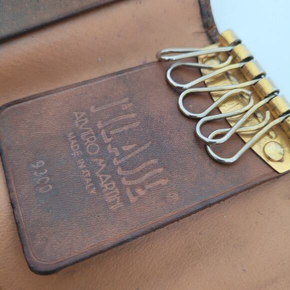ALVIERO MARTINI 1° CLASSE Wallet Key Case Geo 6 hooks Holder Map Leather Italian - Picture 6 of 10